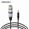 Cabo de áudio balanceado de 3 pinos XLR fêmea para AUX 3,5 mm com alto-falante e microfone